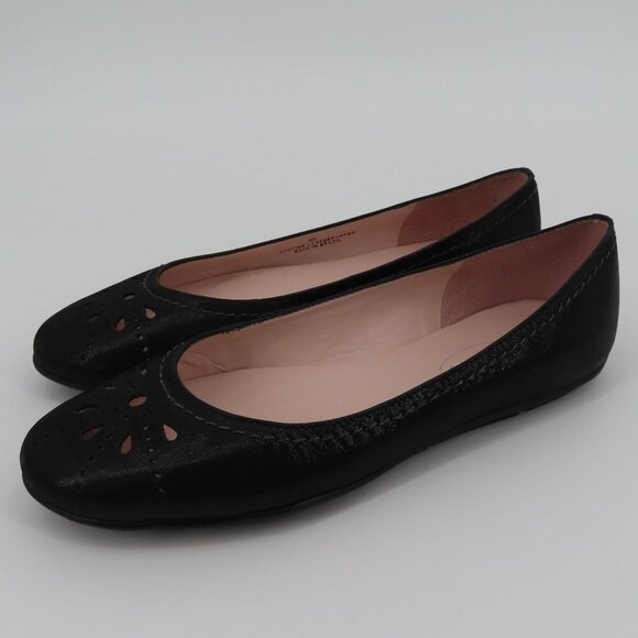 Talbots Women 6 B Shimmer Black Leather Cut Out Round Toe Ballet Flats Shoes - Picture 10 of 11